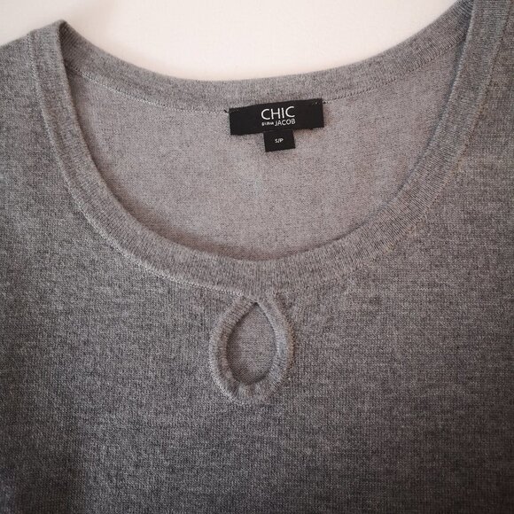 Chic by Jacob Ladies Size Small Grey Sleeveless Lightweight Sweater - Picture 4 of 8